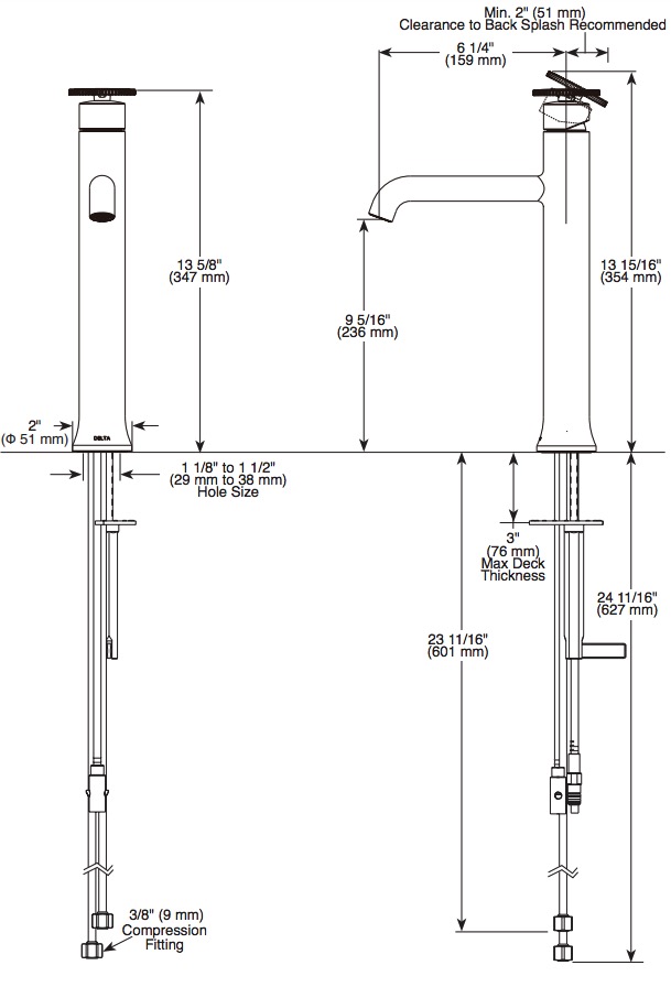 Delta 758-CZ-DST Trinsic Vessel Bathroom
