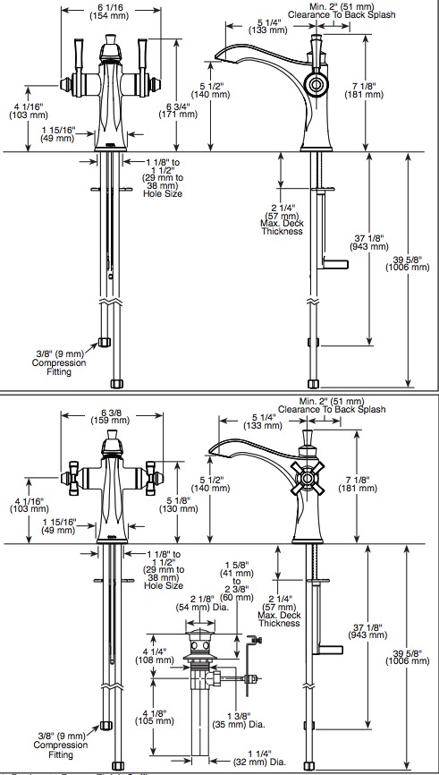 Delta 856-BL-DST Dorval Single Hole Monoblock Bathroom Faucet 