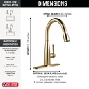 Delta 9113-CZ-DST Single Handle Pull-Down Kitchen Faucet Cz