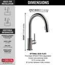 Delta 9159-KS-DST Trinsic Single Handle Pull-Down Kitchen Faucet Black Stainless