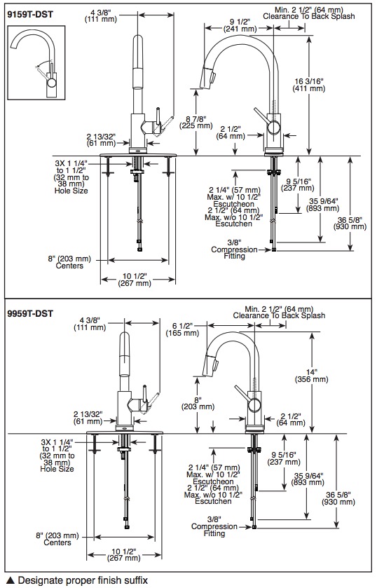 Delta 9159T-DST Trinsic Pull-Down Kitchen Faucet W/T2O 