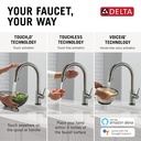 Delta 9159TLV-KS-DST Pulldown Touchless Voiceiq Kitchen Faucet Black Stainless