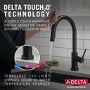 Delta 9159TV-BL-DST Trinsic Voiceiq Single-Handle Pull-Down Kitchen Faucet Touch2O Matte Black
