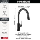 Delta 9159TV-BL-DST Trinsic Voiceiq Single-Handle Pull-Down Kitchen Faucet Touch2O Matte Black
