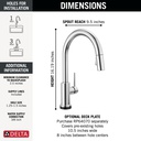Delta 9159TV-DST Trinsic Voiceiq Single-Handle Pull-Down Kitchen Faucet Touch2O 
