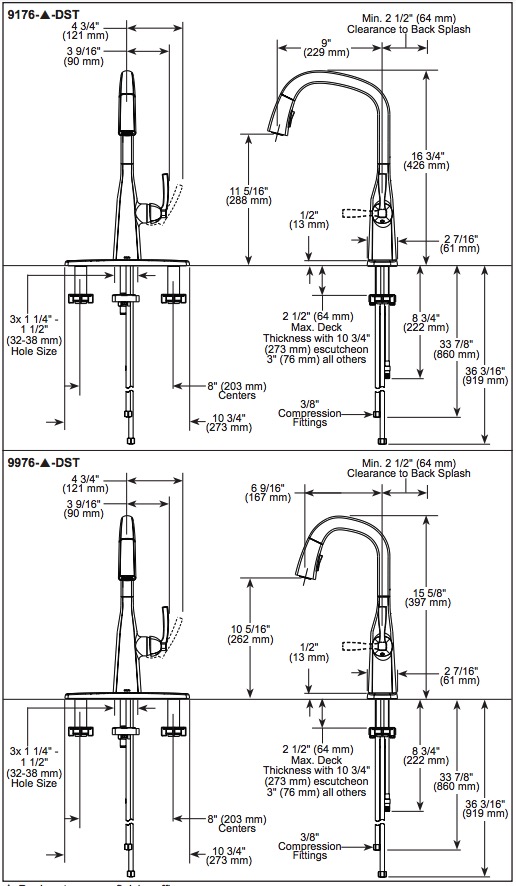 Delta 9176-AR-PR-DST Single Handle Pull Down Kitchen Faucet