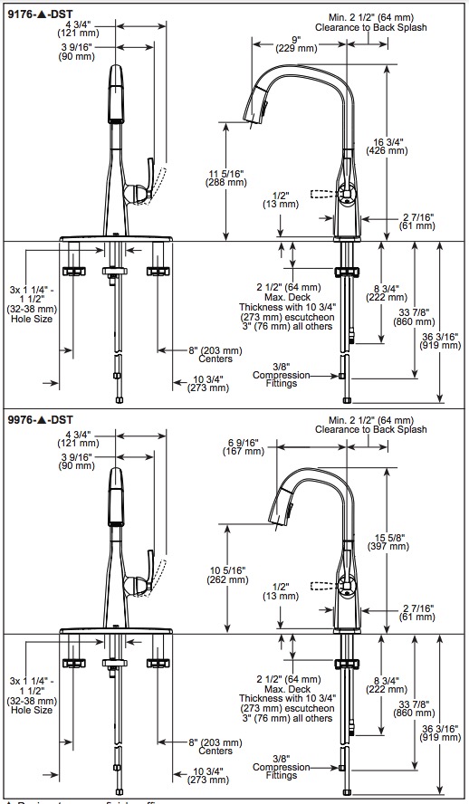 Delta 9176-CZ-PR-DST Single Handle Pull Down Kitchen Faucet