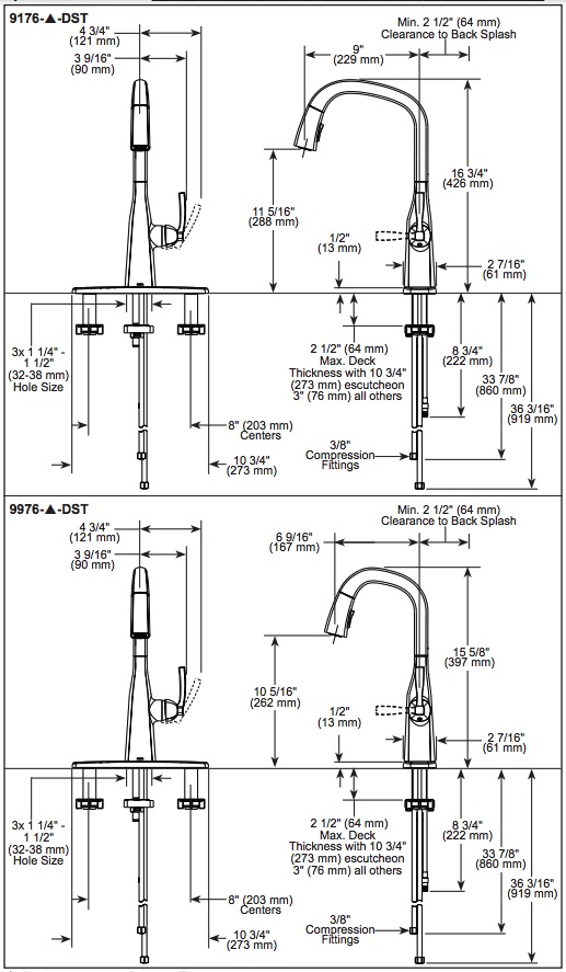 Delta 9176-PR-DST Single Handle Pull Down Kitchen Faucet