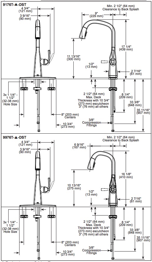 Delta 9176T-BL-DST Touch2O Pd Kitchen 1L