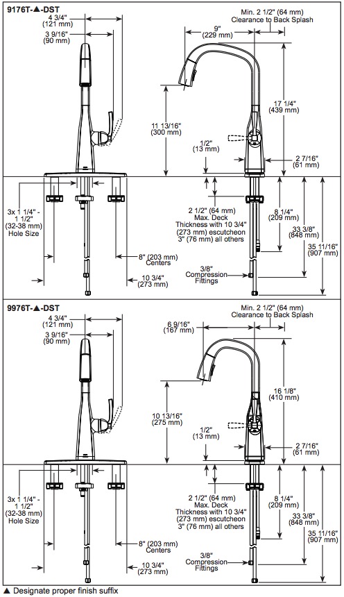 Delta 9176T-PR-DST Touch2O Pd Kitchen 1L