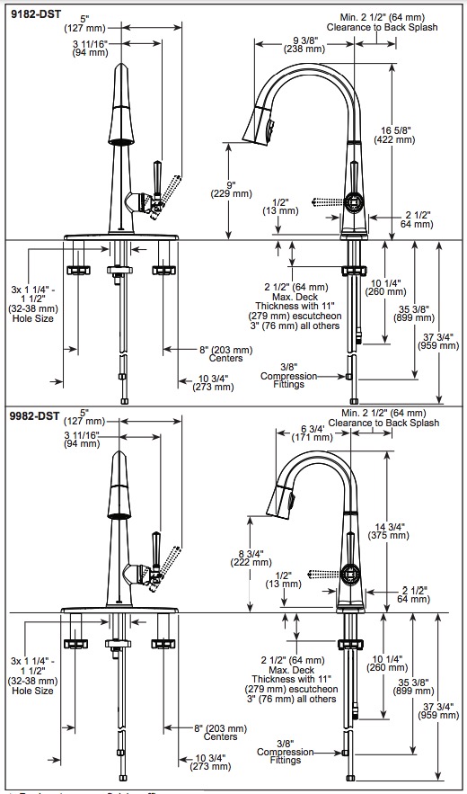 Delta 9182-BL-DST Emmeline Shieldspray Pull-Down Kitchen Faucet 1L 