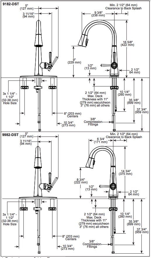 Delta 9182-PR-DST Emmeline Shieldspray Pull-Down Kitchen Faucet 1L 
