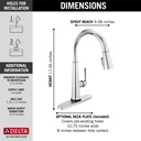 Delta 9182T-PR-DST Emmeline Touch 2O Pull-Down Kichen Faucet 1L W/Shieldspray 