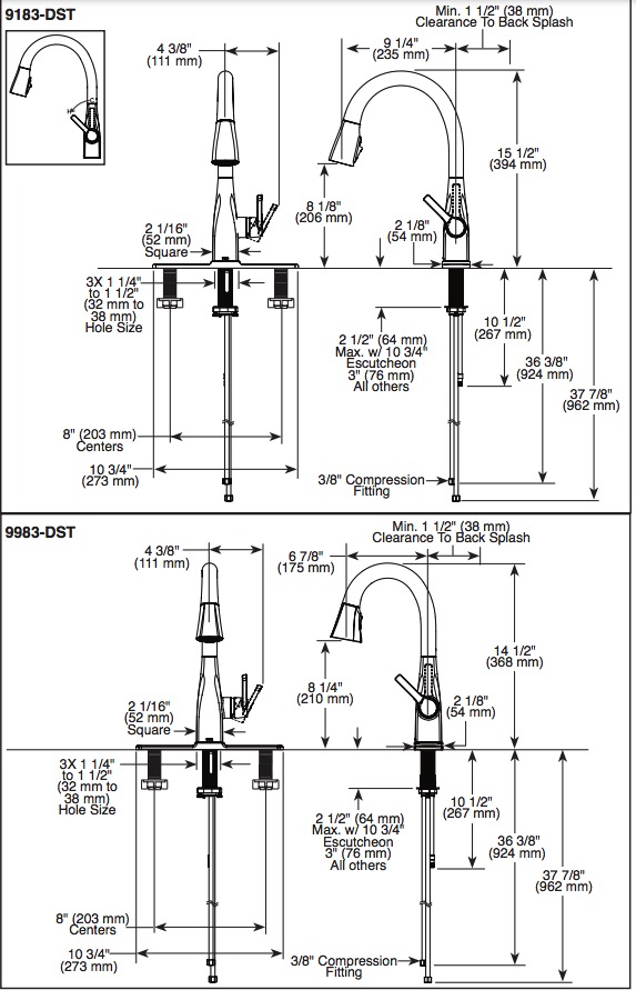 Delta 9183-BL-DST Mateo Single Handle Pull-Down Kitchen Faucet