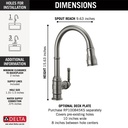 Delta 9190-KS-DST Broderick Pull-Down Kitchen W/Shieldspray 1L 