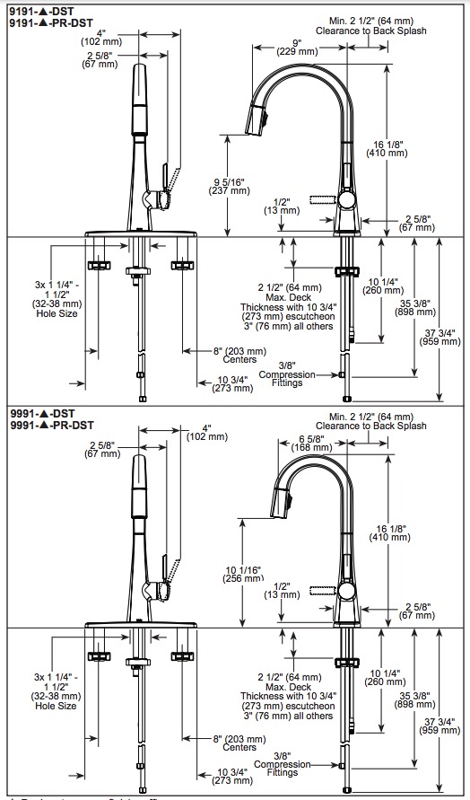 Delta 9191-BL-DST Monrovia Single Handle Pull-Down Kitchen Faucet In Matte Black