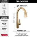 Delta 9191-CZ-PR-DST Monrovia Single Handle Pull-Down Kitchen Faucet In Champange Bronze