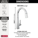 Delta 9191-PR-DST Monrovia Single Handle Pull-Down Kitchen Faucet In Chrome Lumicoat