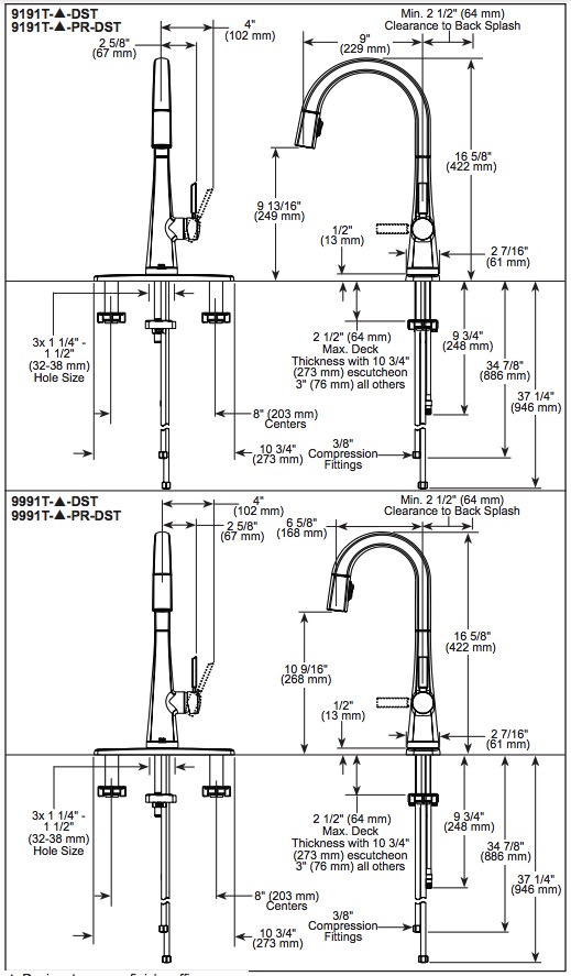 Delta 9191T-BL-DST Monrovia Single Handle Pull-Down Kitchen Faucet With Touch2O Technology Matte Black