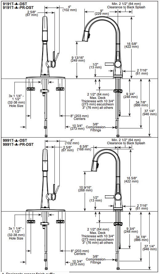 Delta 9191T-CZ-PR-DST Monrovia Single Handle Pull-Down Kitchen Faucet With Touch2O Technolo