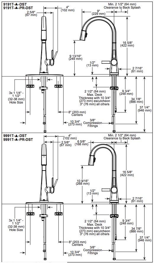 Delta 9191T-PR-DST Monrovia Single Handle Pull-Down Kitchen Faucet With Touch2O Technolo