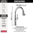 Delta 9197-PR-DST Cassidy Pull-Down Kitchen W/Shieldspray 1L 