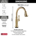 Delta 9197T-CZ-PR-DST Cassidy Touch2O Pd Kitchen W/Shieldspray 1L 