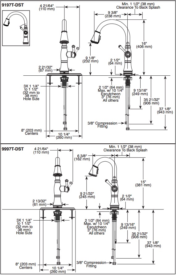 Delta 9197T-PR-DST Cassidy Touch2O Pd Kitchen W/Shieldspray 1L 