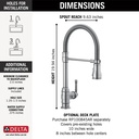 Delta 9690-AR-DST Broderick Spring Spout Pd Kitchen W/Shieldspray 1L 
