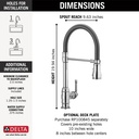 Delta 9690-DST Broderick Spring Spout Pd Kitchen W/Shieldspray 1L 