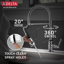 Delta 9690-DST Broderick Spring Spout Pd Kitchen W/Shieldspray 1L 
