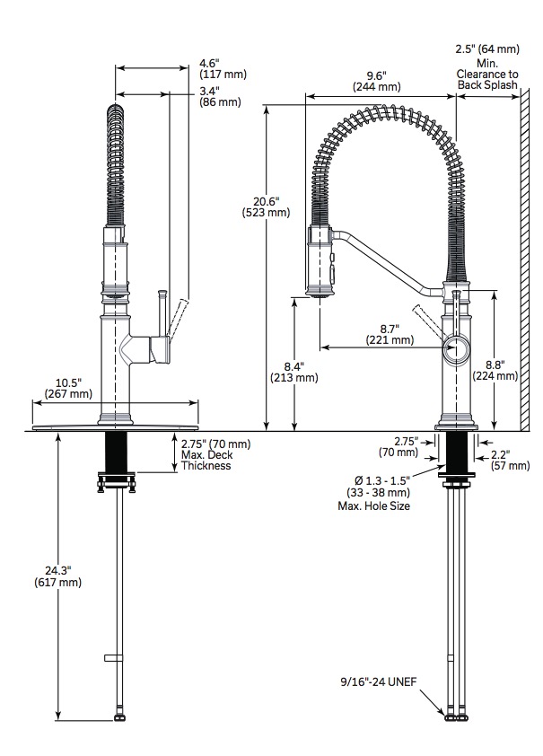 Delta 983LF-BL Prodeco Pulldown Industrial Spring Kitchen Faucet