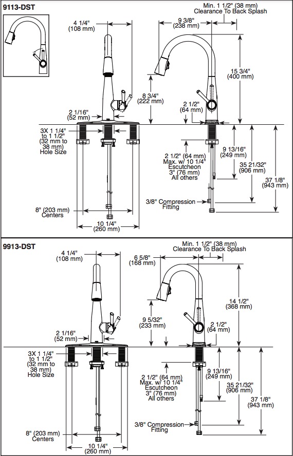 Delta 9913-CZ-DST Single Handle Pull-Down Bar/Prep Faucet Cz