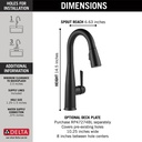 Delta 9913T-BL-DST Essa Single Handle Pull-Down Bar/Prep Faucet With Touch2O 