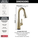 Delta 9913T-CZ-DST Single Handle Pull-Down Bar/Prep Faucet With Touch2O Cz