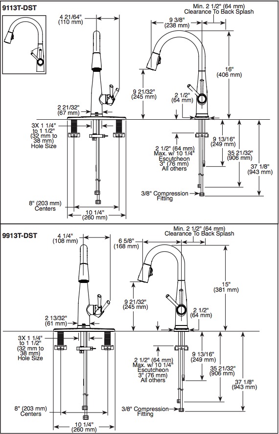 Delta 9913T-CZ-DST Single Handle Pull-Down Bar/Prep Faucet With Touch2O Cz