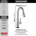 Delta 9913T-DST Essa Single Handle Pull-Down Bar/Prep Faucet With Touch2O 