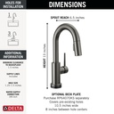 Delta 9959T-KS-DST Trinsic Single Handle Pull-Down Bar/Prep Faucet Featuring Touch2O(R)