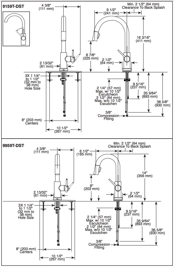 Delta 9959T-KS-DST Trinsic Single Handle Pull-Down Bar/Prep Faucet Featuring Touch2O(R)