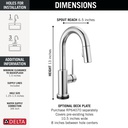 Delta 9959TL-DST Trinsic Bar Pulldown Touchless Kitchen Faucet Chrome
