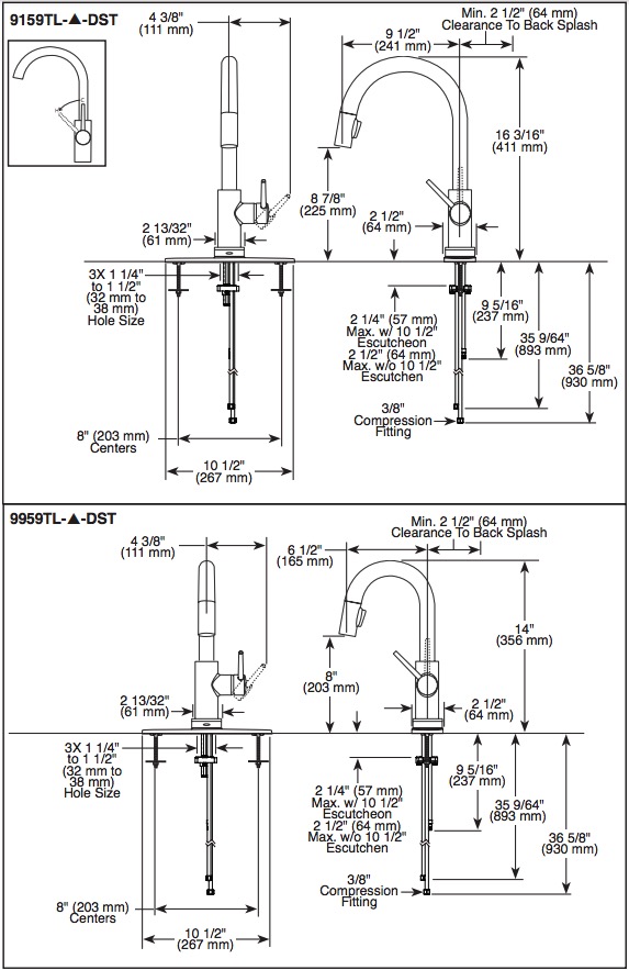 Delta 9959TL-KS-DST Trinsic Bar Pulldown Touchless Kitchen Faucet Ks
