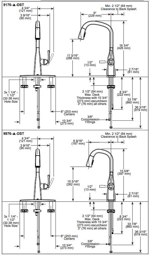 Delta 9976-AR-PR-DST Pull-Down Bar/Prep Faucet 1L