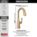 Delta 9976-CZ-PR-DST Pull-Down Bar/Prep Faucet 1L