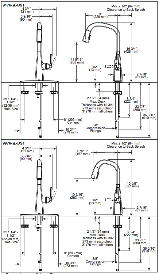 Delta 9976-PR-DST Pull-Down Bar/Prep Faucet 1L