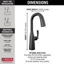Delta 9976T-BL-DST Touch2O Pull-Down Bar/Prep Faucet 1L
