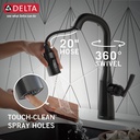 Delta 9976T-BL-DST Touch2O Pull-Down Bar/Prep Faucet 1L