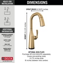 Delta 9976T-CZ-PR-DST Touch2O Pull-Down Bar/Prep Faucet 1L