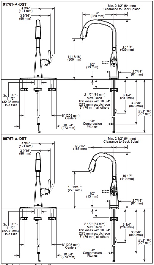 Delta 9976T-CZ-PR-DST Touch2O Pull-Down Bar/Prep Faucet 1L