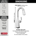 Delta 9976T-PR-DST Touch2O Pull-Down Bar/Prep Faucet 1L