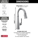 Delta 9982-AR-PR-DST Emmeline Pull-Down Bar/Prep Faucet 1L 
